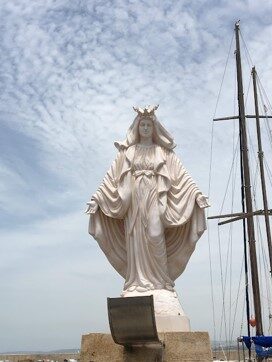 Statue in front of the church of our lady of the sea