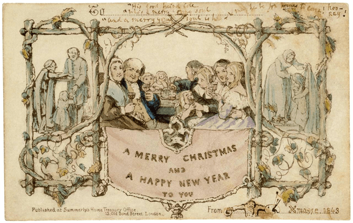old vintage Christmas card from 1843
